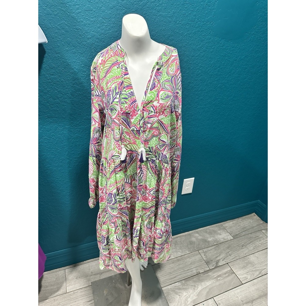 Stella Parker Green/Pink Floral Babydoll Dress Bohemian S